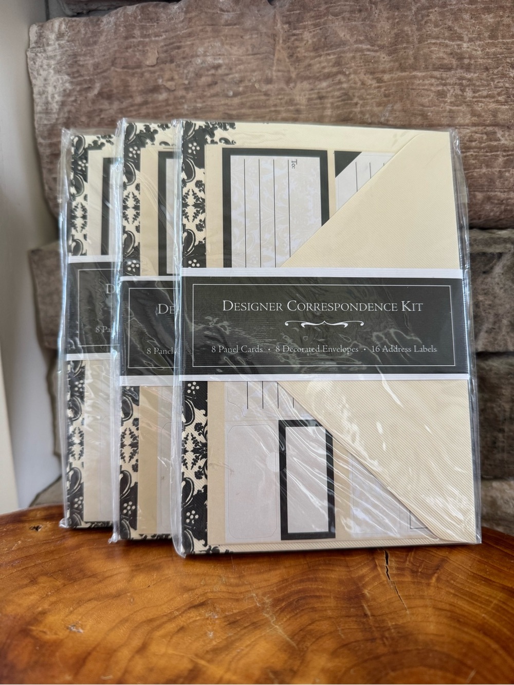 Lot of 3 Aria Designer Correspondence Kits Stationery Cards Envelopes Sealed